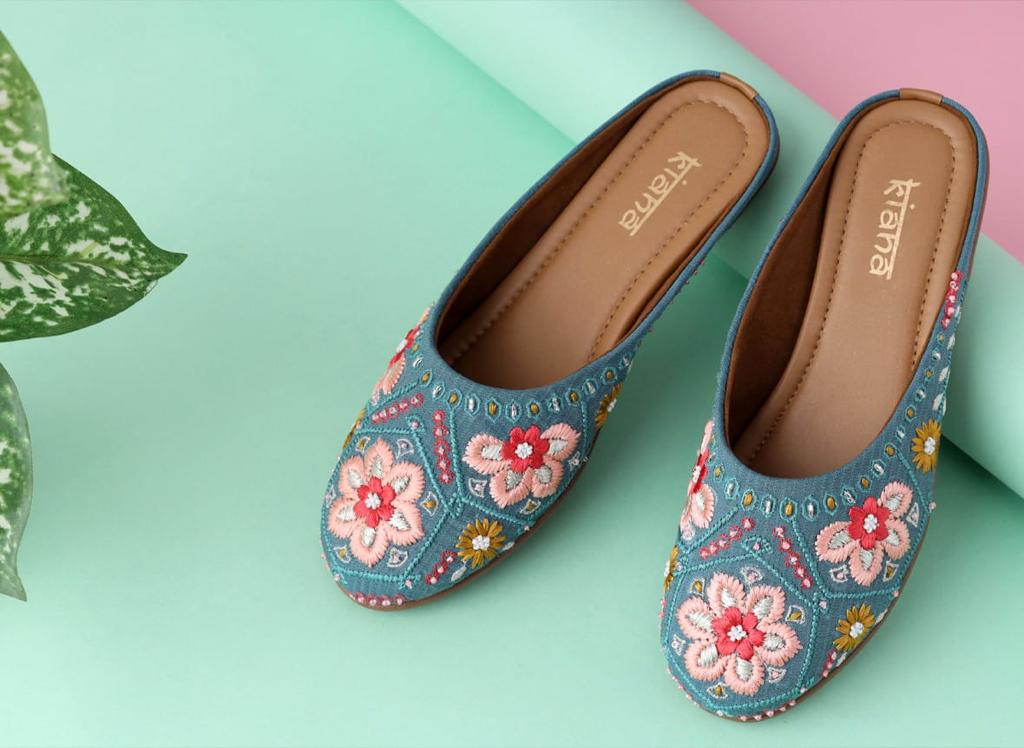 Kiana Fancy Wear Women Embroidered Indian Mojari Collection
